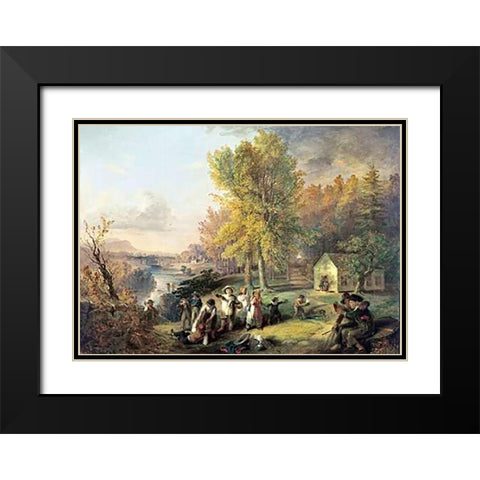 Dismissal of School On An October Afternoon Black Modern Wood Framed Art Print with Double Matting by Inman, Henry