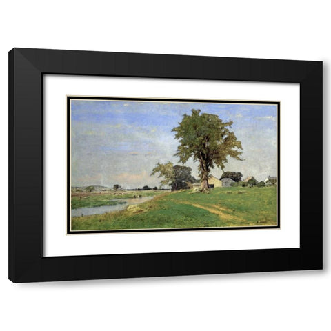 Old Elm at Medfield Black Modern Wood Framed Art Print with Double Matting by Inness, George