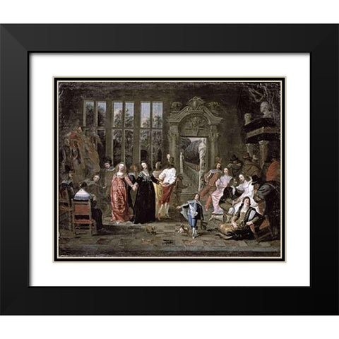 Ball Black Modern Wood Framed Art Print with Double Matting by Jansens, J.