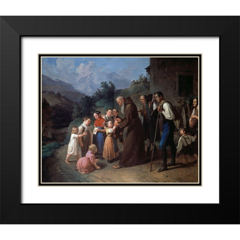 Priest Making a Collection Black Modern Wood Framed Art Print with Double Matting by Jehle, Kaspar