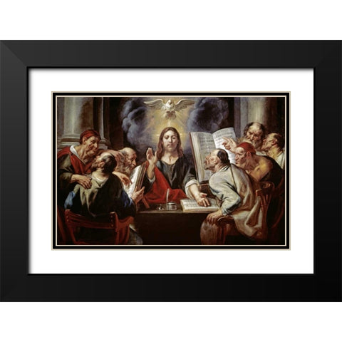 Christ Disputing with the Pharisees Black Modern Wood Framed Art Print with Double Matting by Jordaens, Jacob