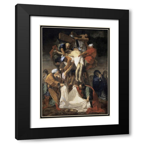 Descent From The Cross Black Modern Wood Framed Art Print with Double Matting by Jouvenet, Jean Baptiste
