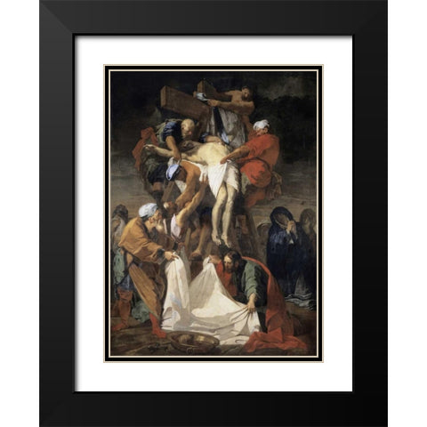 Descent From The Cross Black Modern Wood Framed Art Print with Double Matting by Jouvenet, Jean Baptiste