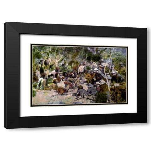 Crooks Conference With Geronimo Black Modern Wood Framed Art Print with Double Matting by Kline, William F.