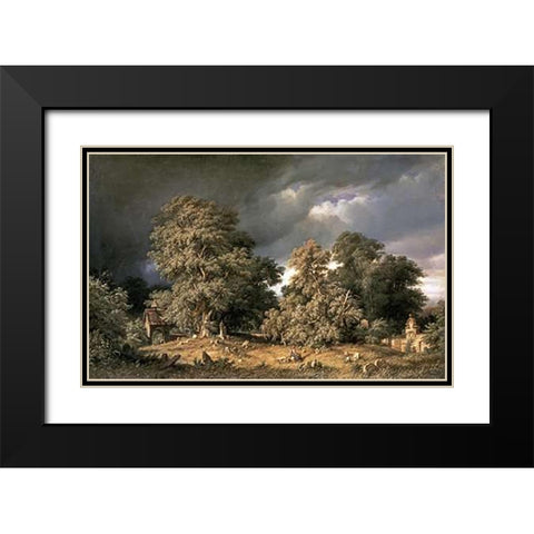 Cemetary Black Modern Wood Framed Art Print with Double Matting by Kloss, G.