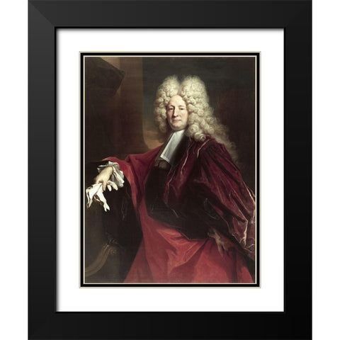 Portrait of An Alderman Black Modern Wood Framed Art Print with Double Matting by Largilliere, Nicolas de