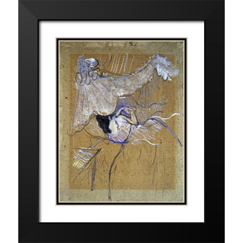 Au Lit Black Modern Wood Framed Art Print with Double Matting by Toulouse-Lautrec, Henri