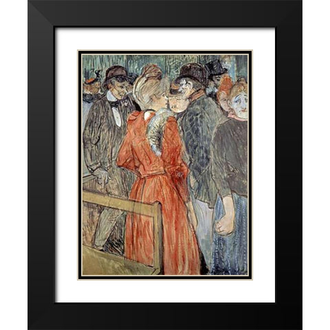 Au Moulin de la Galette Black Modern Wood Framed Art Print with Double Matting by Toulouse-Lautrec, Henri