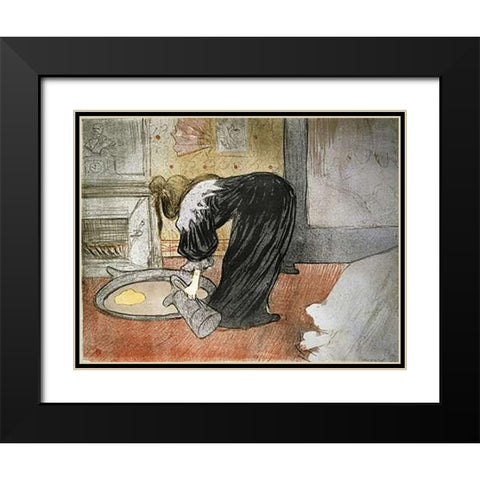 Elles: Woman with a Tub Black Modern Wood Framed Art Print with Double Matting by Toulouse-Lautrec, Henri