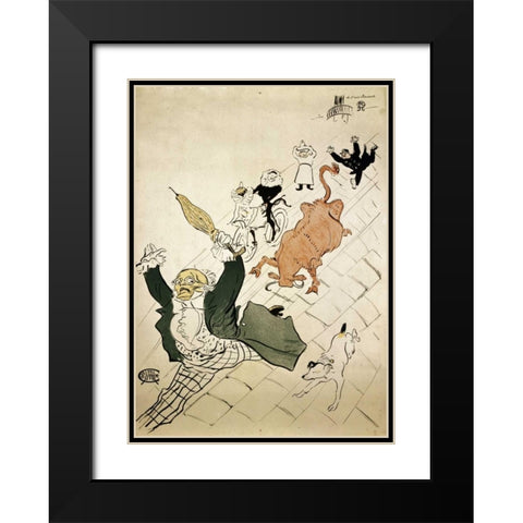 La Vache Enragee Black Modern Wood Framed Art Print with Double Matting by Toulouse-Lautrec, Henri