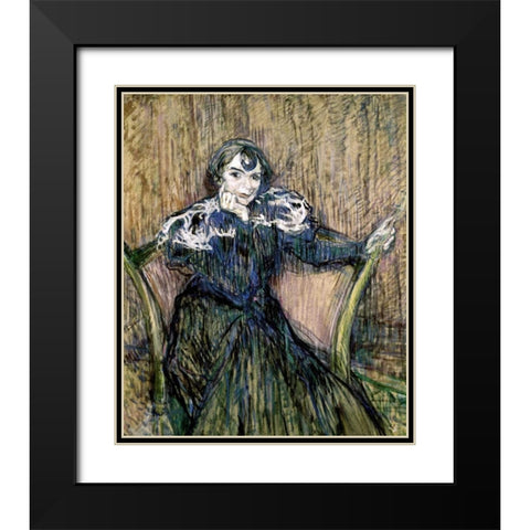 Madame Berthe Bady Black Modern Wood Framed Art Print with Double Matting by Toulouse-Lautrec, Henri