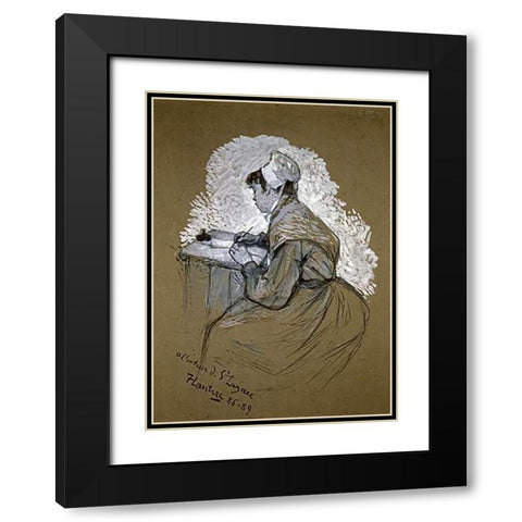 The Authoress of St. Lazare Black Modern Wood Framed Art Print with Double Matting by Toulouse-Lautrec, Henri
