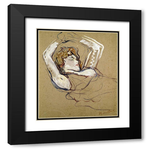 Woman Sleeping on the Back Black Modern Wood Framed Art Print with Double Matting by Toulouse-Lautrec, Henri