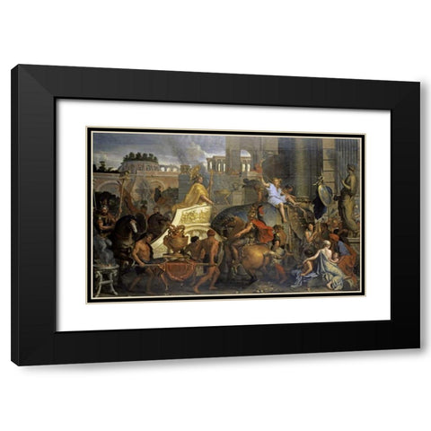 Alexanders Entrance Into Babylon Black Modern Wood Framed Art Print with Double Matting by Le Brun, Charles