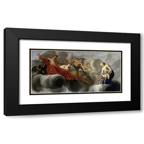 Venus Presents Cupid To Jupiter Black Modern Wood Framed Art Print with Double Matting by Le Sueur, Eustache