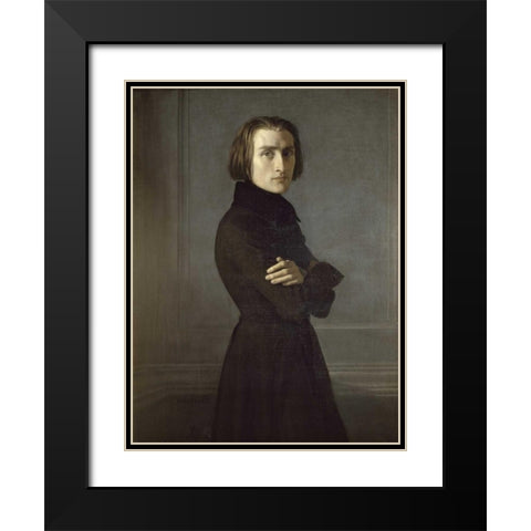Portrait of Franz Liszt Black Modern Wood Framed Art Print with Double Matting by Lehmann, Rudolph K.E.