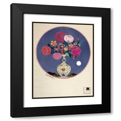 Arrangement of Various Flowers In Decorated Vase Black Modern Wood Framed Art Print with Double Matting by Lepape, Georges