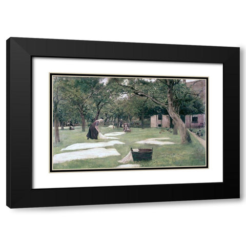 Bleaching Ground Black Modern Wood Framed Art Print with Double Matting by Liebermann, Max