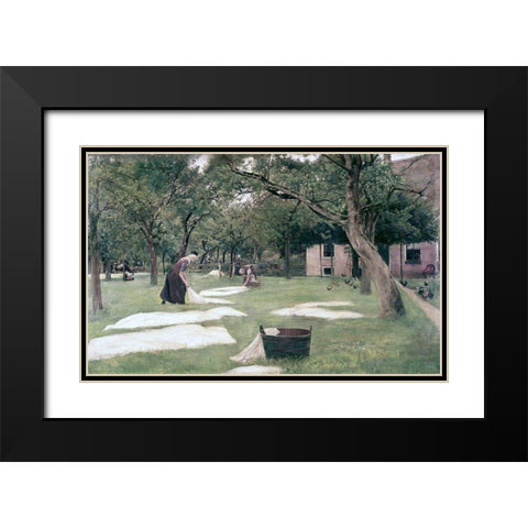 Bleaching Ground Black Modern Wood Framed Art Print with Double Matting by Liebermann, Max