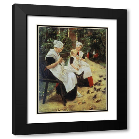 Orphan Girls In The Garden, Amsterdam Black Modern Wood Framed Art Print with Double Matting by Liebermann, Max