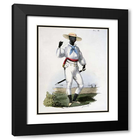 Black Man of The Vera Cruz Region Black Modern Wood Framed Art Print with Double Matting by Linati, C.