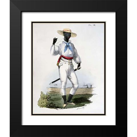Black Man of The Vera Cruz Region Black Modern Wood Framed Art Print with Double Matting by Linati, C.