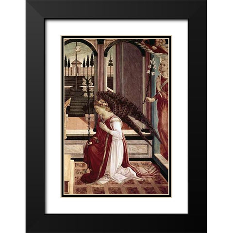 Annunciation - Detail Black Modern Wood Framed Art Print with Double Matting by Lippi, Filippo