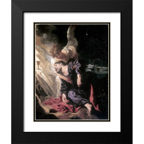 Christ in the Garden Black Modern Wood Framed Art Print with Double Matting by Liss, Johann