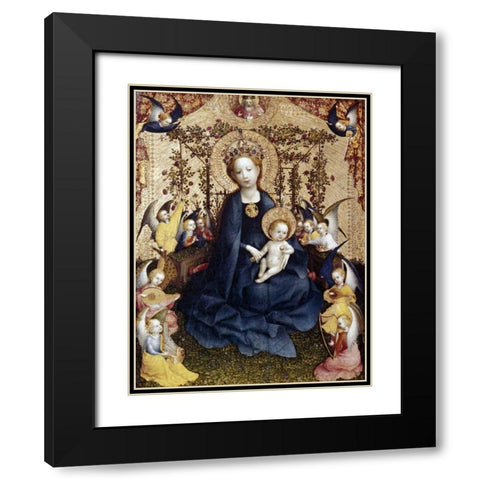 Madonna In The Rose Garden Black Modern Wood Framed Art Print with Double Matting by Lochner, Stefan