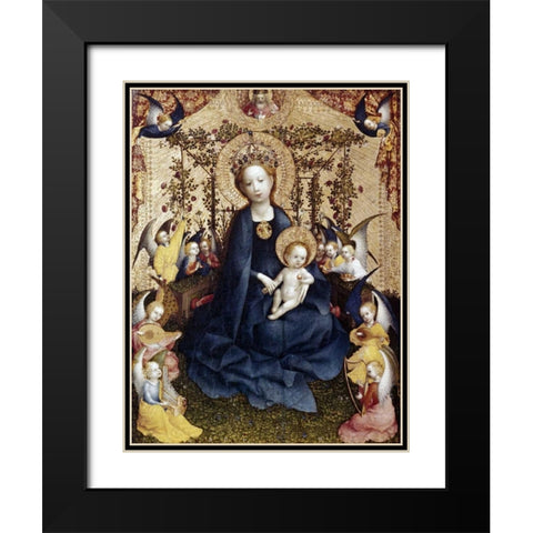 Madonna In The Rose Garden Black Modern Wood Framed Art Print with Double Matting by Lochner, Stefan