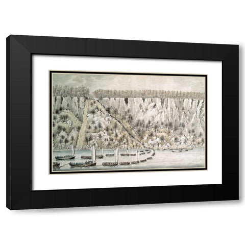 Landing of The British Forces In The Jerseys Black Modern Wood Framed Art Print with Double Matting by Rawdon, Lord