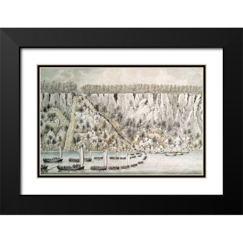Landing of The British Forces In The Jerseys Black Modern Wood Framed Art Print with Double Matting by Rawdon, Lord