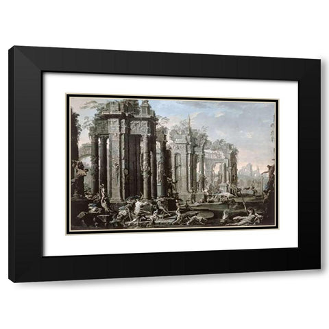 The Bacchanal Black Modern Wood Framed Art Print with Double Matting by Magnasco, Alessandro