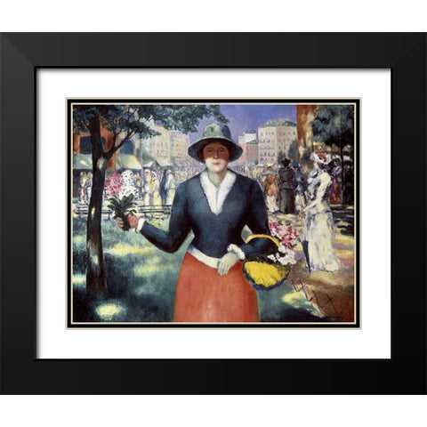 Flower Girl Black Modern Wood Framed Art Print with Double Matting by Malevich, Kazimir