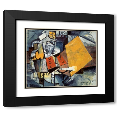 Guardsman Black Modern Wood Framed Art Print with Double Matting by Malevich, Kazimir