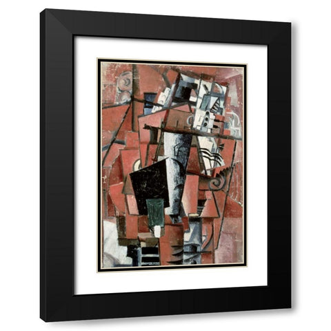 Lady By The Piano Black Modern Wood Framed Art Print with Double Matting by Malevich, Kazimir