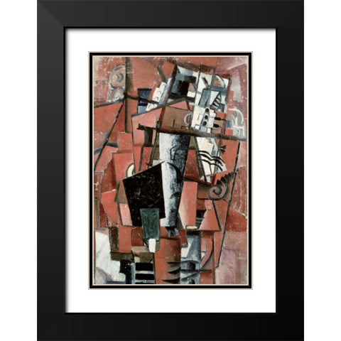 Lady By The Piano Black Modern Wood Framed Art Print with Double Matting by Malevich, Kazimir