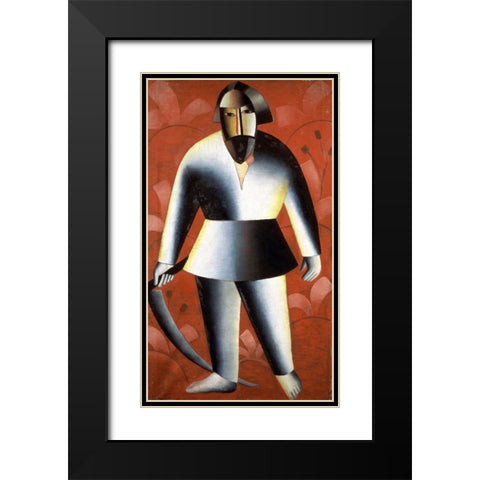 Mower Black Modern Wood Framed Art Print with Double Matting by Malevich, Kazimir