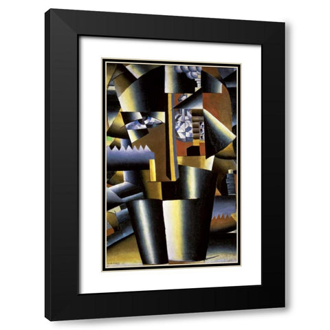 Portrait of The Artist, I. Klyun Black Modern Wood Framed Art Print with Double Matting by Malevich, Kazimir