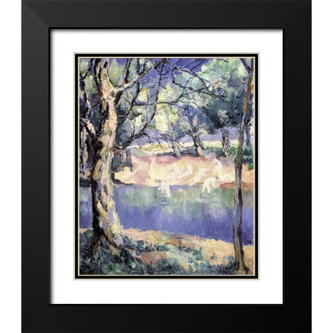 River In The Forest Black Modern Wood Framed Art Print with Double Matting by Malevich, Kazimir