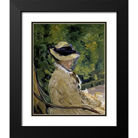 Madame Manet at Bellevue Black Modern Wood Framed Art Print with Double Matting by Manet, Edouard