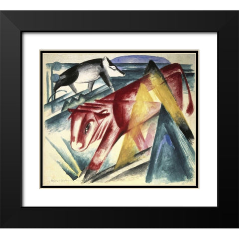Animals Black Modern Wood Framed Art Print with Double Matting by Marc, Franz