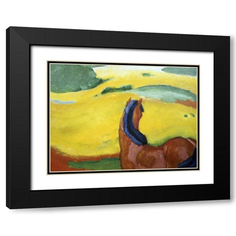Horse in the Landscape Black Modern Wood Framed Art Print with Double Matting by Marc, Franz