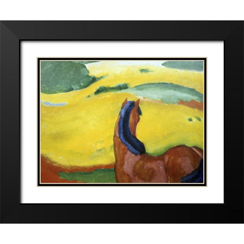 Horse in the Landscape Black Modern Wood Framed Art Print with Double Matting by Marc, Franz
