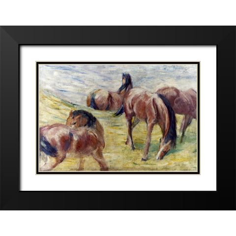 Horses Out To Pasture Black Modern Wood Framed Art Print with Double Matting by Marc, Franz