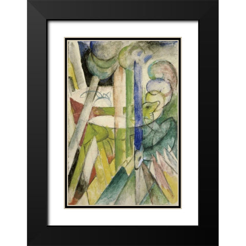 Mountain Goats - Bergziegen Black Modern Wood Framed Art Print with Double Matting by Marc, Franz