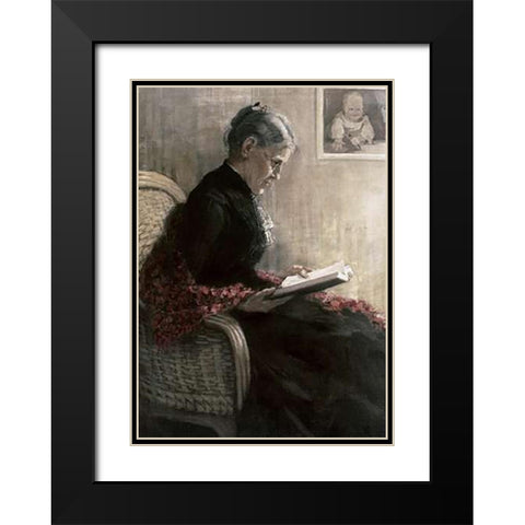 Portrait of Mother Black Modern Wood Framed Art Print with Double Matting by Marc, Franz