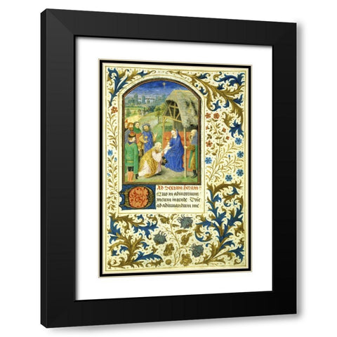 The Adoration of the Magi: Book of Hours (Detail) Black Modern Wood Framed Art Print with Double Matting by Marmion, Simon
