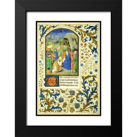The Adoration of the Magi: Book of Hours (Detail) Black Modern Wood Framed Art Print with Double Matting by Marmion, Simon