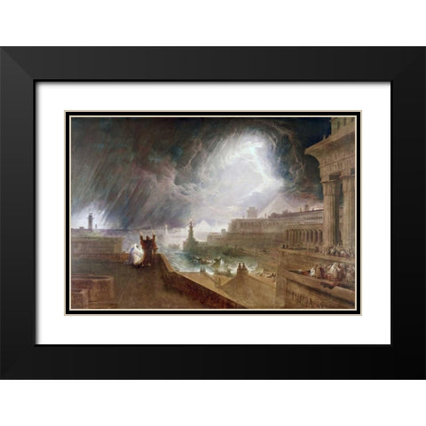 Seventh Plague of Egypt Black Modern Wood Framed Art Print with Double Matting by Martin, John